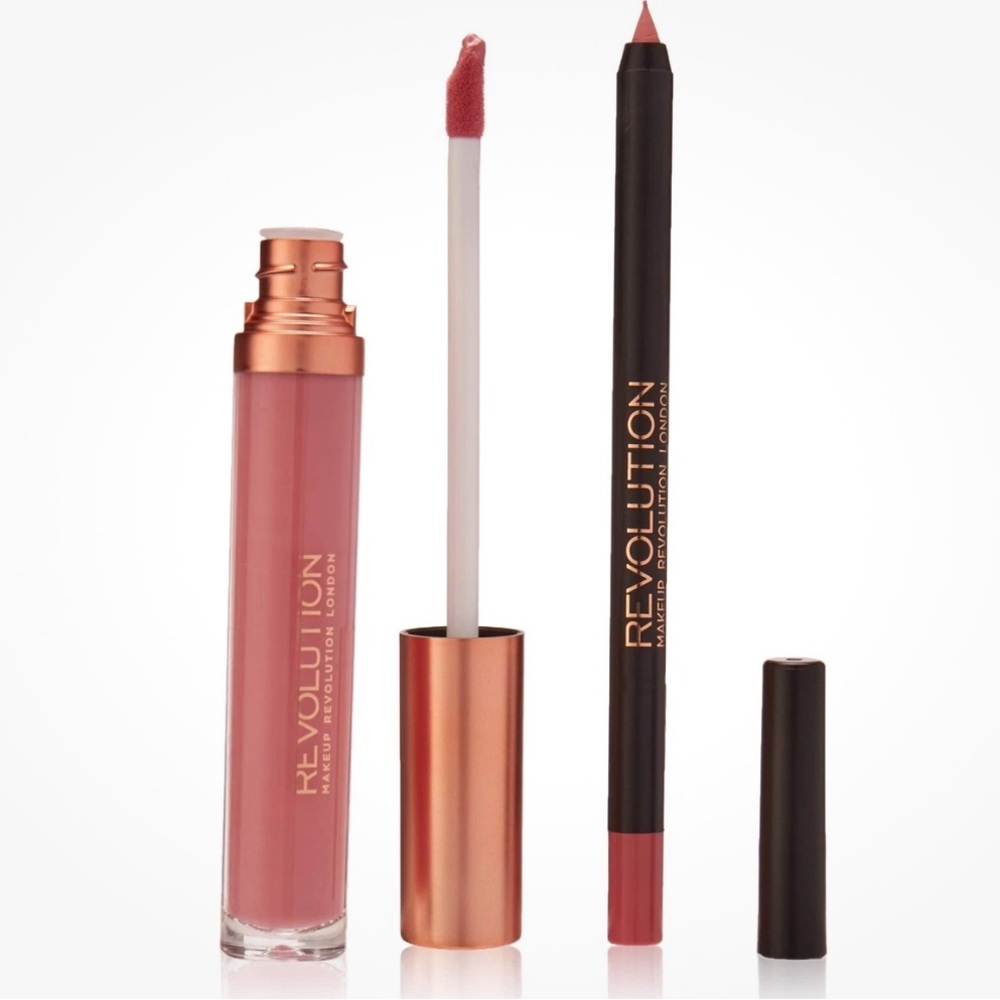 MAKEUP REVOLUTION Retro‎ Luxe Matte Lip Contour Kit GRANDEE Pink Vegan CF NEW